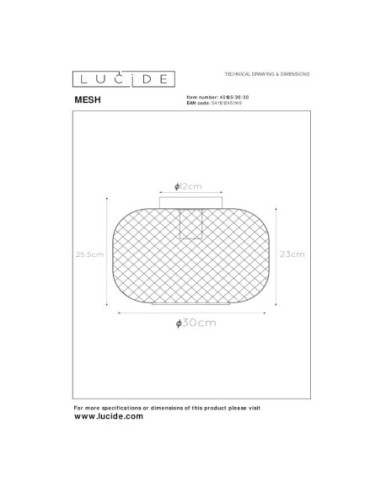 Plafonnier sphère résille métal noir - Lucide - Mesh Leluminaireled.com