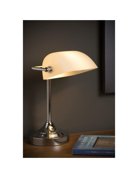 Lampe de table / bureau Led banquier blanche - Lucide - Banker Leluminaireled.com