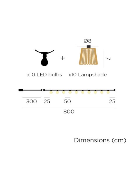 Guirlande lumineuse étanche cable 10 ampoules cordon jute cable - New Garden - Okinawa Leluminaireled.com