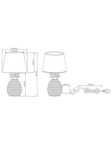 Lampe de table Led dorée - Trio - Pineapple Leluminaireled.com