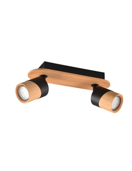 Applique Led culot GU10 support et douille bois métal noir - Trio - Aruni II Leluminaireled.com