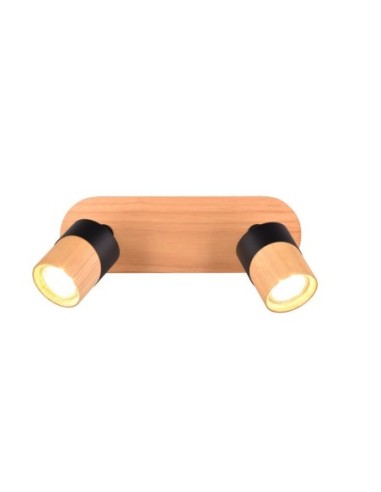 Applique Led culot GU10 support et douille bois métal noir - Trio - Aruni II Leluminaireled.com