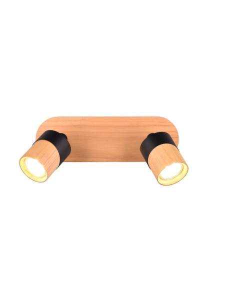 Applique Led culot GU10 support et douille bois métal noir - Trio - Aruni II Leluminaireled.com