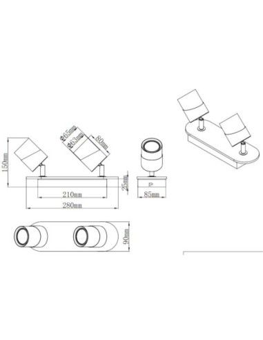 Applique Led culot GU10 support et douille bois métal noir - Trio - Aruni II Leluminaireled.com