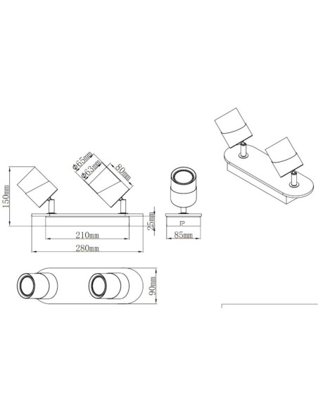 Applique Led culot GU10 support et douille bois métal noir - Trio - Aruni II Leluminaireled.com