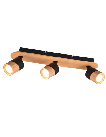 Applique Led culot GU10 support et douille bois métal noir - Trio - Aruni III Leluminaireled.com