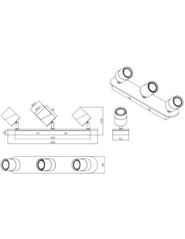 Applique Led culot GU10 support et douille bois métal noir - Trio - Aruni III Leluminaireled.com
