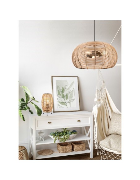 Suspension Led métal et rotin culot E27 - Trio - INGA Leluminaireled.com