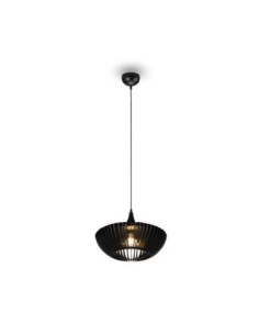 Suspension Led métal et lamelles de bois noire E27 - Trio - Colino Leluminaireled.com