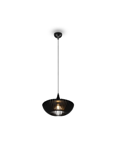 Suspension Led métal et lamelles de bois noire E27 - Trio - Colino Leluminaireled.com