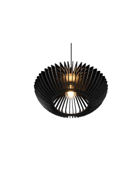 Suspension Led métal et lamelles de bois noire E27 - Trio - Colino Leluminaireled.com