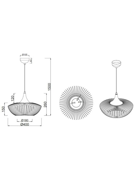 Suspension Led métal et lamelles de bois noire E27 - Trio - Colino Leluminaireled.com
