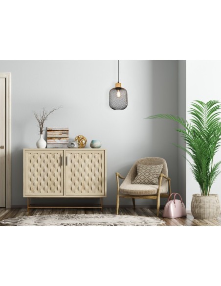 Suspension Led métal et bois culot E27 18 cm - Trio - Calimero Leluminaireled.com