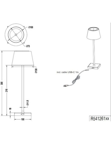 Lampe de table extérieure autonome rechargeable - Trio - Sanchez Leluminaireled.com