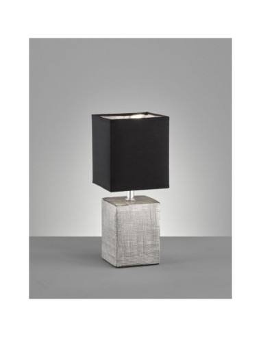 Lampe de table  pied céramique grise et noire - Fischer & Honsel - Candes Leluminaireled.com