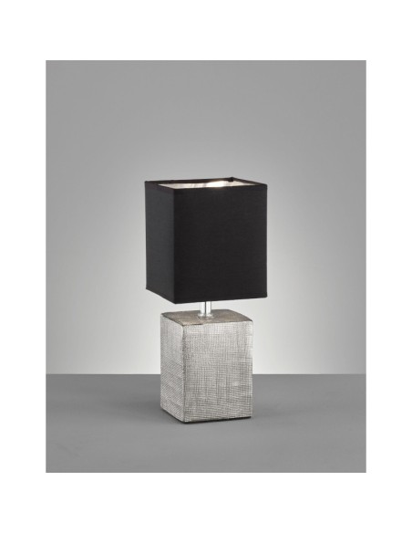 Lampe de table  pied céramique grise et noire - Fischer & Honsel - Candes Leluminaireled.com