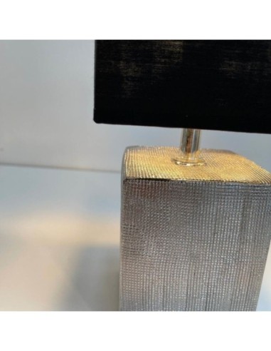 Lampe de table  pied céramique grise et noire - Fischer & Honsel - Candes Leluminaireled.com