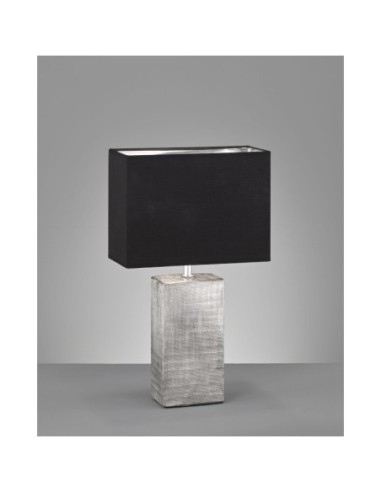 Lampe de table  pied céramique grise et noire - Fischer & Honsel - Candes Leluminaireled.com