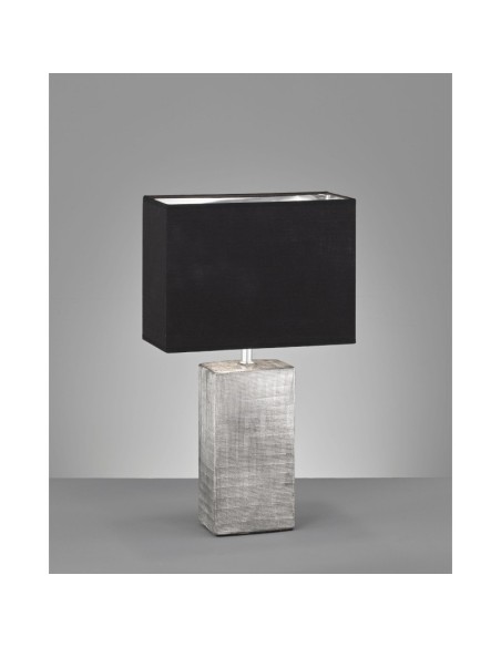 Lampe de table  pied céramique grise et noire - Fischer & Honsel - Candes Leluminaireled.com