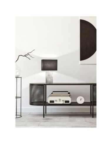 Lampe de table  pied céramique grise et noire - Fischer & Honsel - Candes Leluminaireled.com