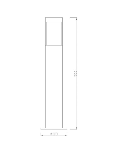 Borne extérieure Led inox Porrima 50 cm - dessin technique - Deko Light Leluminaireled.com