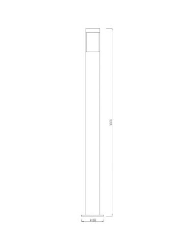 Borne extérieure Led inox Porrima 100 cm - dessin technique - Deko Light Leluminaireled.com