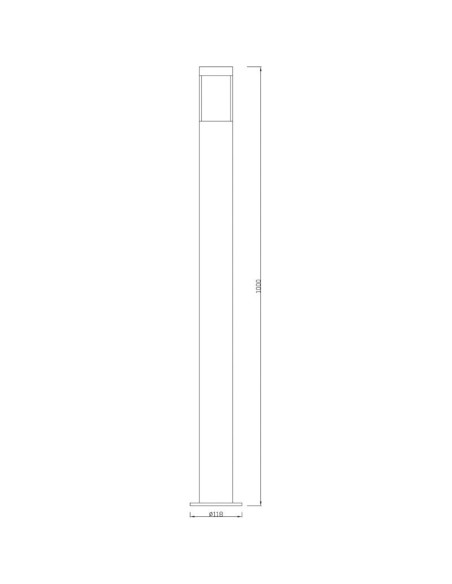 Borne extérieure Led inox Porrima 100 cm - dessin technique - Deko Light Leluminaireled.com