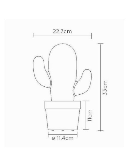 Lampe de table extérieure Cactus Lucide dessin technique dimensons