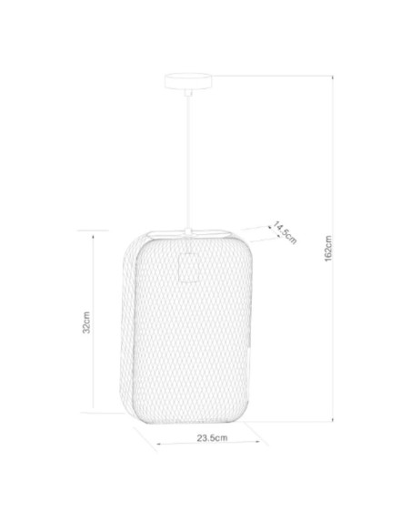Suspension Mesh noire Lucide E27 métal dessin technique dimensions