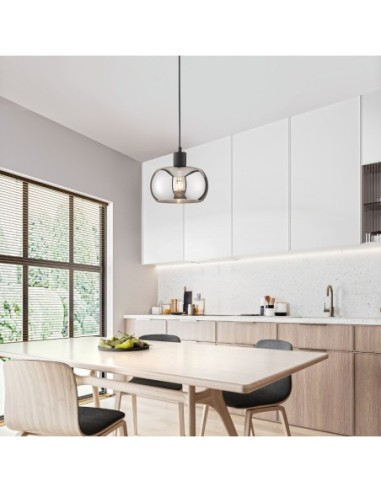 Suspension Dima en verre fumé de Fischer & Honsel E27 40W max IP20