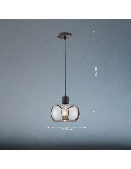 Suspension Dima en verre fumé de Fischer & Honsel dimensions dessin technique