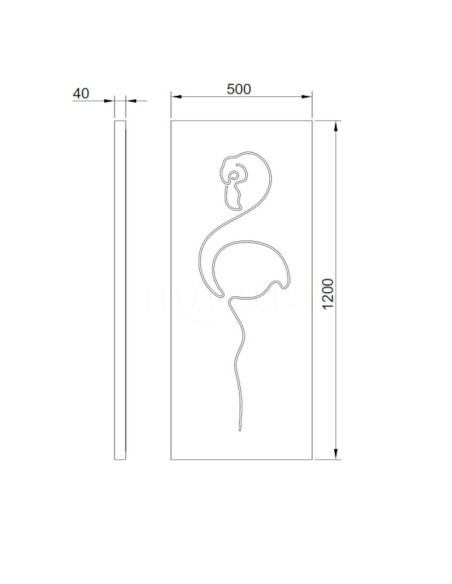 Applique tableau noire flamant rose Mantra bois dessin technique