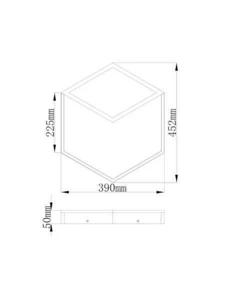 Applique Kubick noire de Mantra 33.25 Watts 1870 Lumens 3000K dessin technique