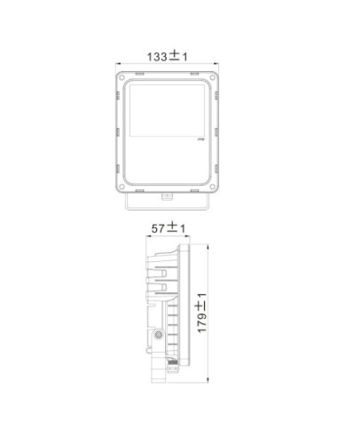 Projecteur Led  RGB radio fréquence - Deko Light -   Flood RF II 10 watts - dessin technique