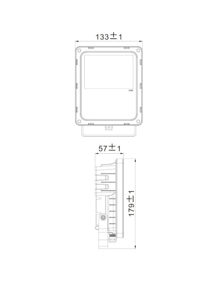 Projecteur Led  RGB radio fréquence - Deko Light -   Flood RF II 10 watts - dessin technique