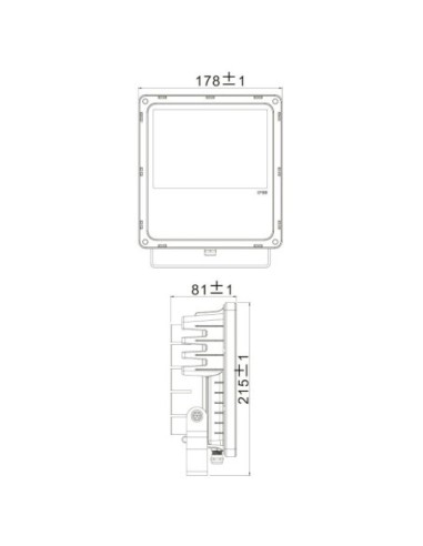 Projecteur Led  RGB radio fréquence - Deko Light -   Flood RF II 30 watts - dessin technique