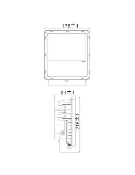 Projecteur Led  RGB radio fréquence - Deko Light -   Flood RF II 30 watts - dessin technique
