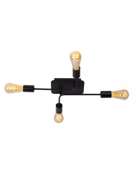 Plafonnier métal noir 4 x E27 - Lucide - Lester