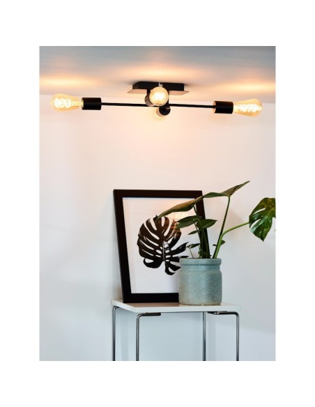 Lucide - Plafonnier métal noir 4 x E27 - Lester