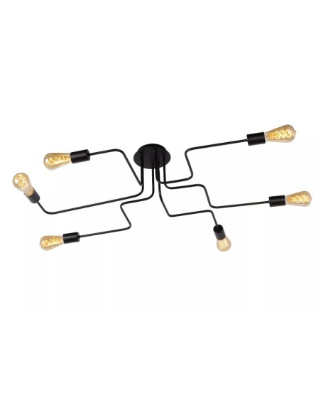Plafonnier métal noir 6 x E27 - Lucide - Lester