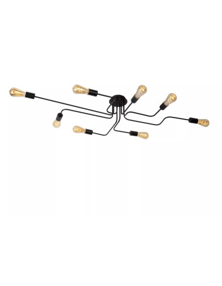 Plafonnier métal noir 8 x E27 - Lucide - Lester