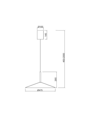 Suspension Led métal 16 watts blanche - Mantra - Calice - dessin technique