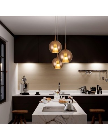 Mantra - Elsa - Suspension Led ronde bronze