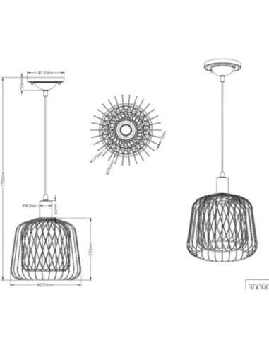 Suspension Sanna blanche de Trio dessin technique