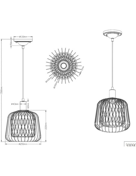 Suspension Sanna blanche de Trio dessin technique