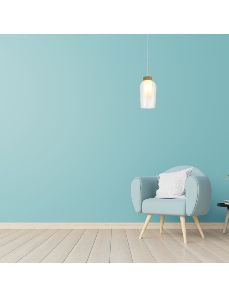 Nora de Mantra - Suspension Led verre et bois  culot E27 - style scandinave