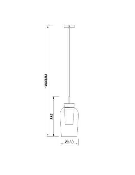 Mantra - Nora - Suspension Led verre et bois  - dessin technique