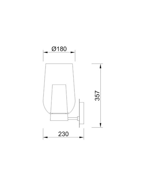 Mantra - Nora - Applique murale Led verre et bois  - culot E27 - dessin technique