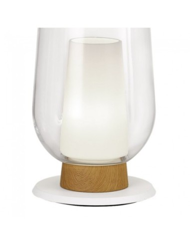 Mantra - Nora - Lampe de table Led verre et bois  - culot E27
