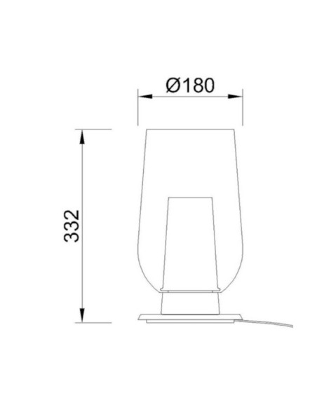 Mantra - Nora - Lampe de table Led verre et bois  - culot E27 - dessin technique